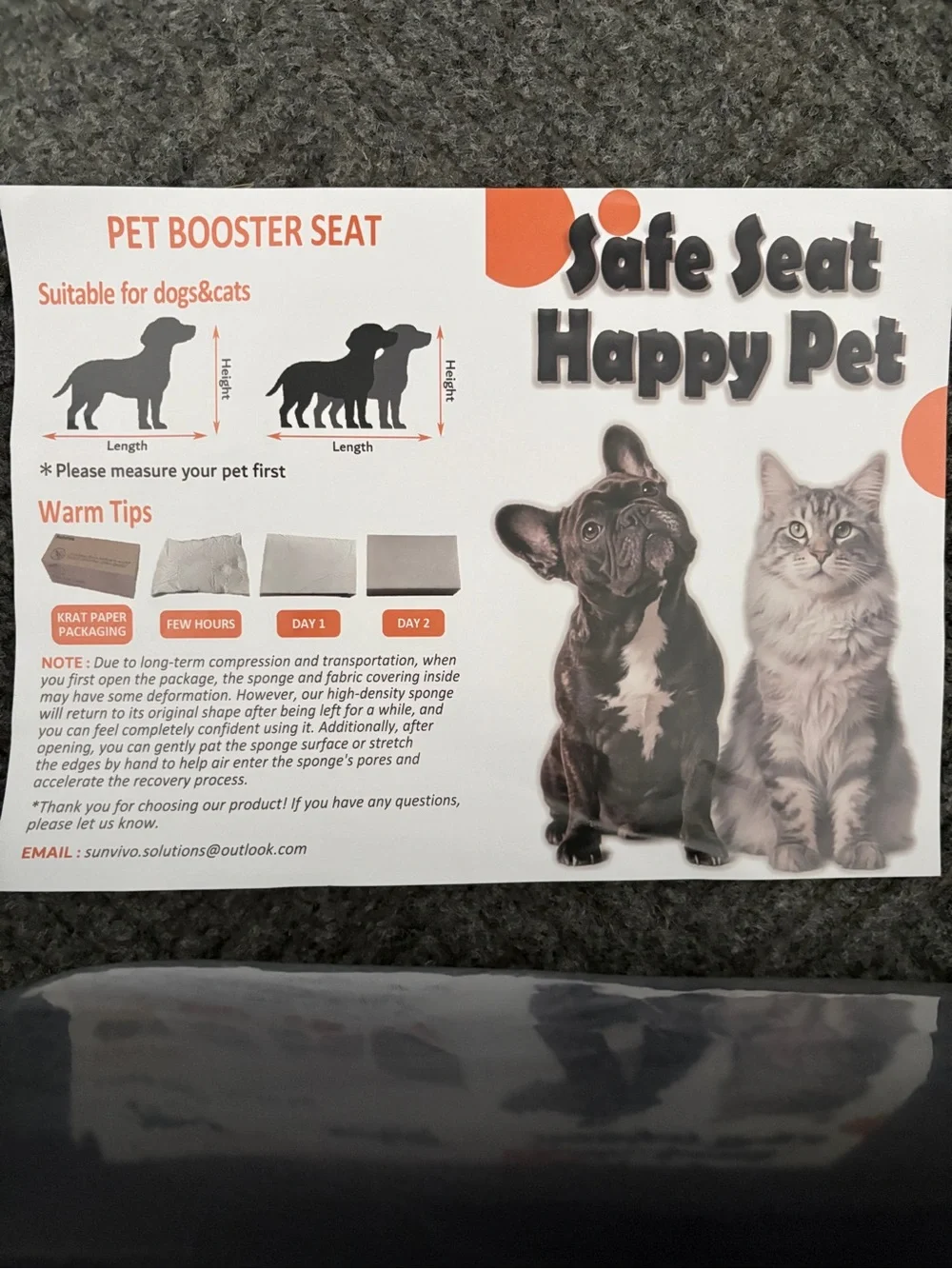 Solaluz Pet Dog Booster Car Seat for 2 Small Dogs or One Dog under 65 lb. NEW